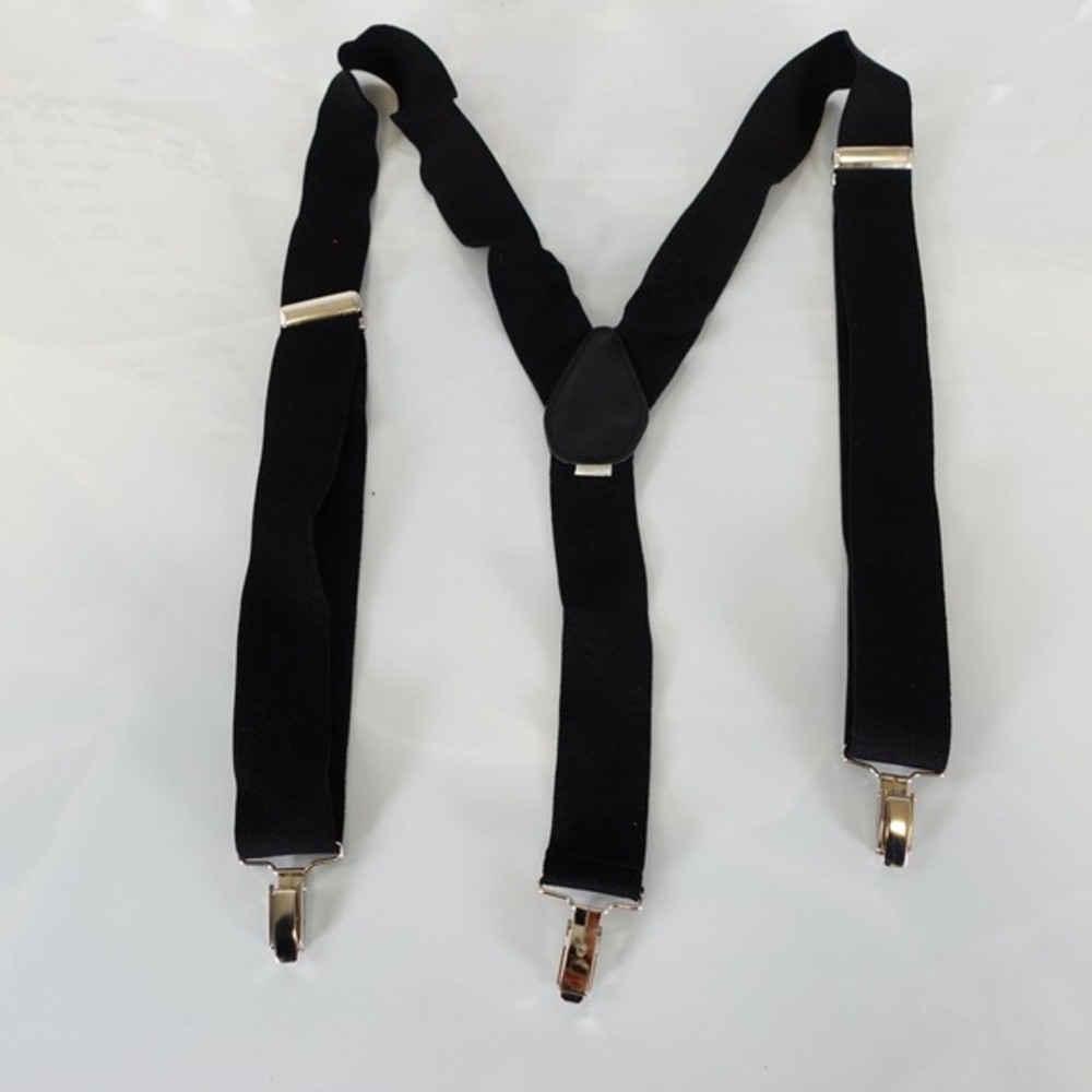 Suspender‎ Men Black Silver Clip On Adjustable Stretch Elastic Y Back Formal